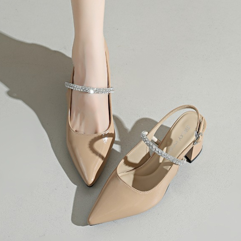 Formal Women Daily Wear Shoes - Женские туфли-лодочки с квадратным носком, стразами