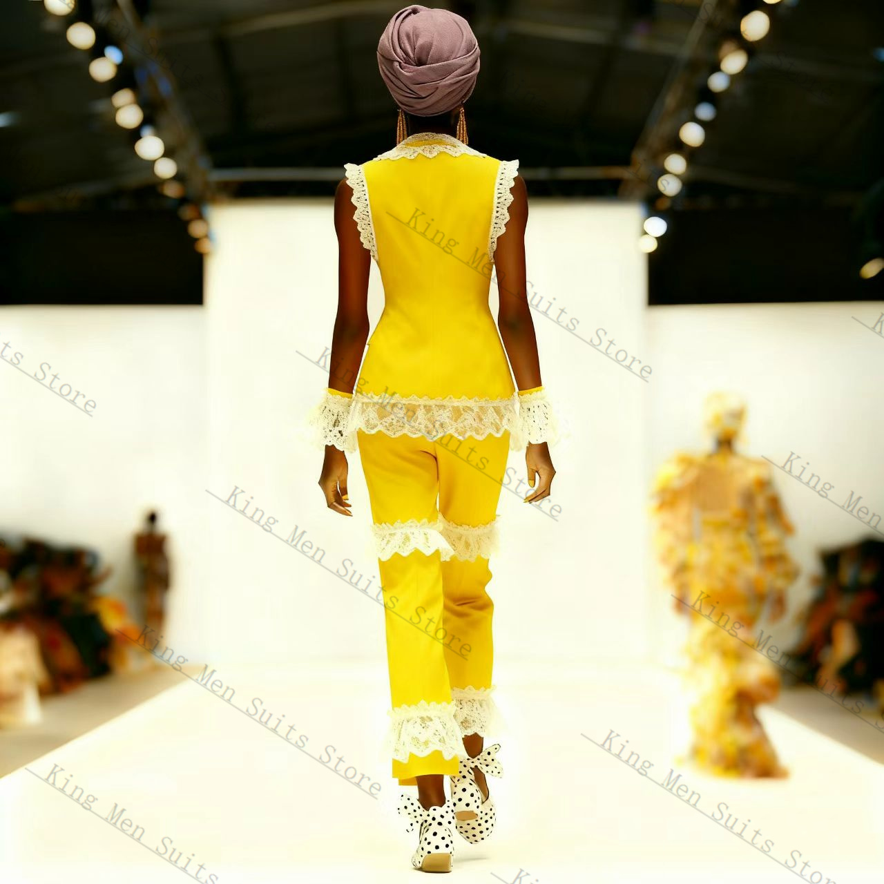 Желто-белый кружевной женский  – обзор и цена Yellow Formal Wear Women