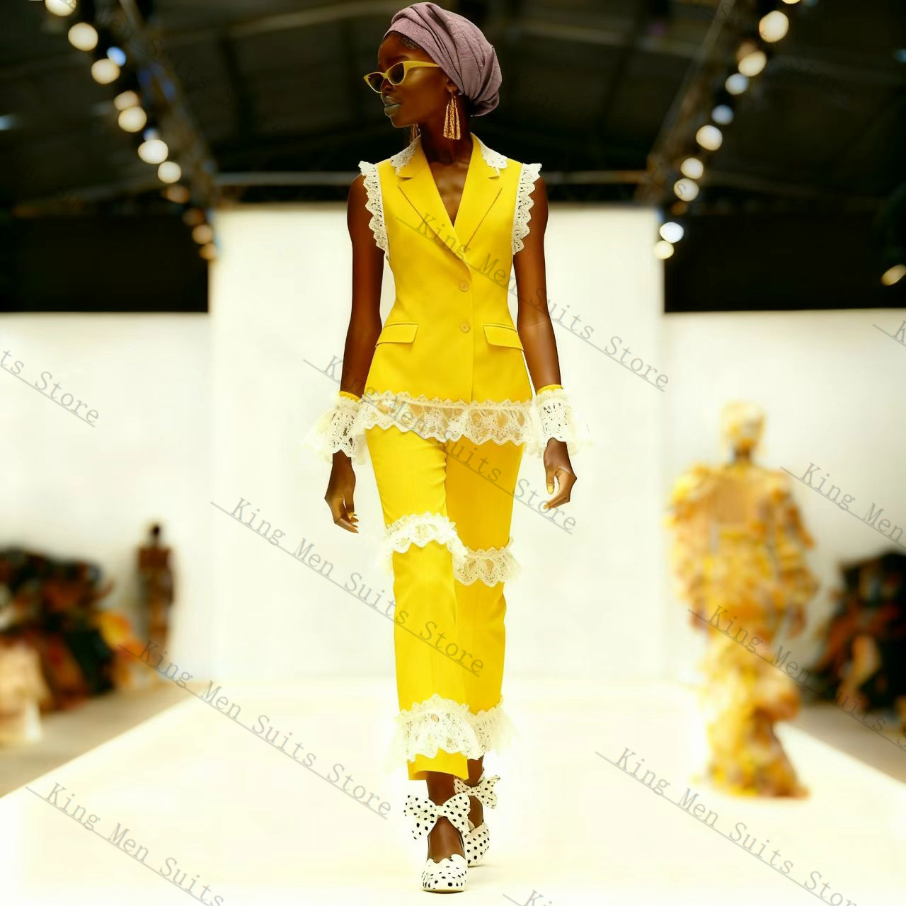 Желто-белый кружевной женский  – обзор и цена Yellow Formal Wear Women