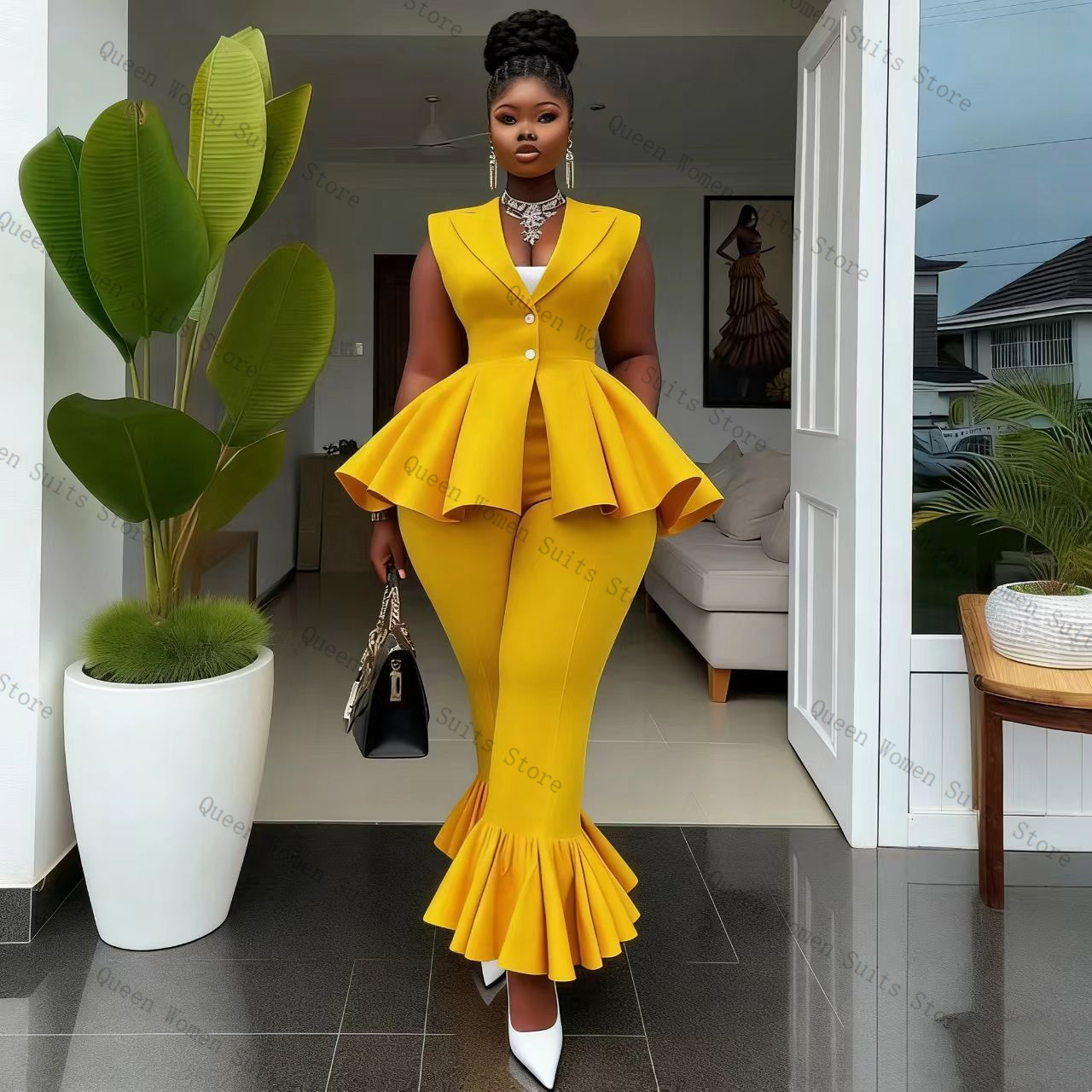 Желтый женский костюм-двойка:  – обзор и цена Yellow Formal Wear Women