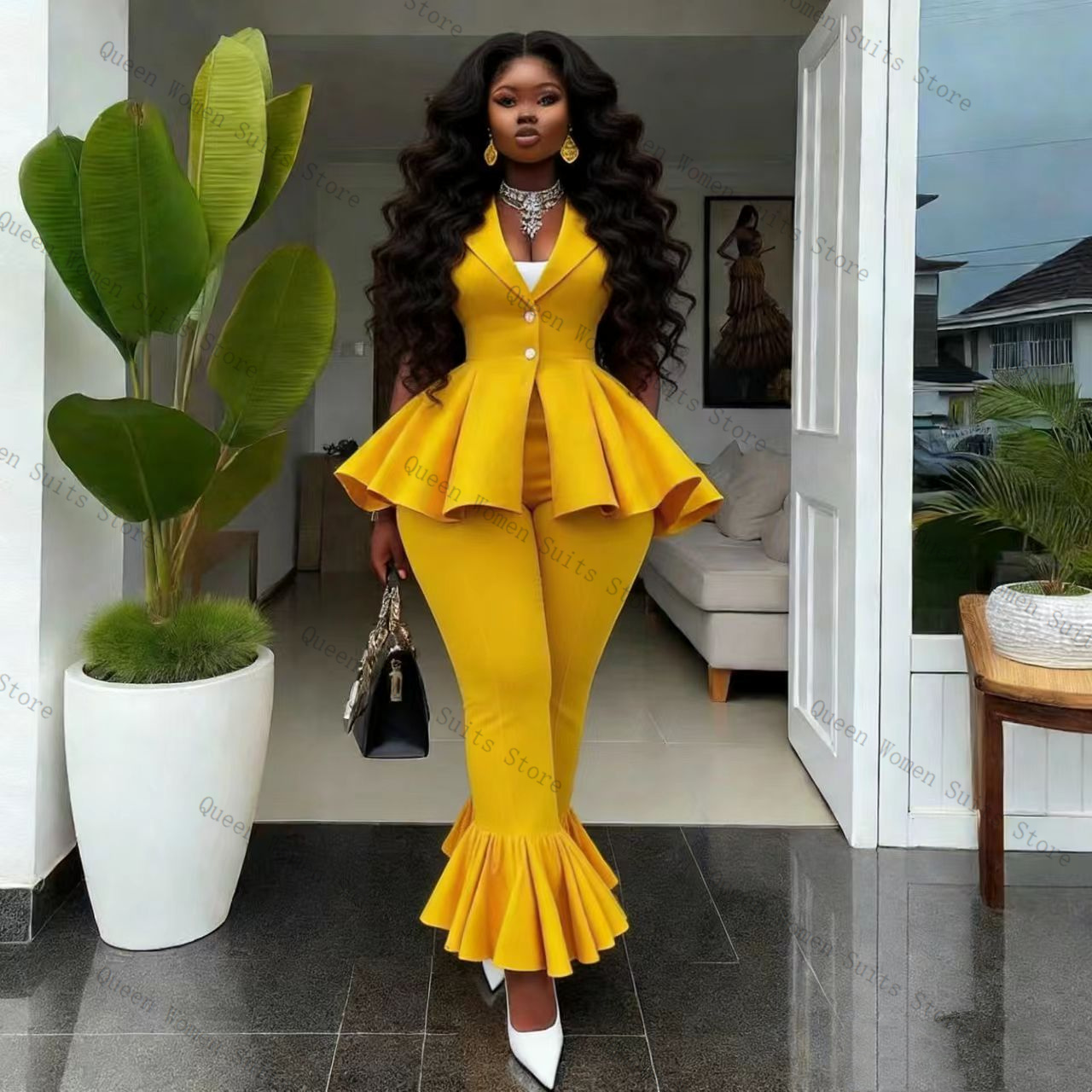 Желтый женский костюм-двойка:  – обзор и цена Yellow Formal Wear Women