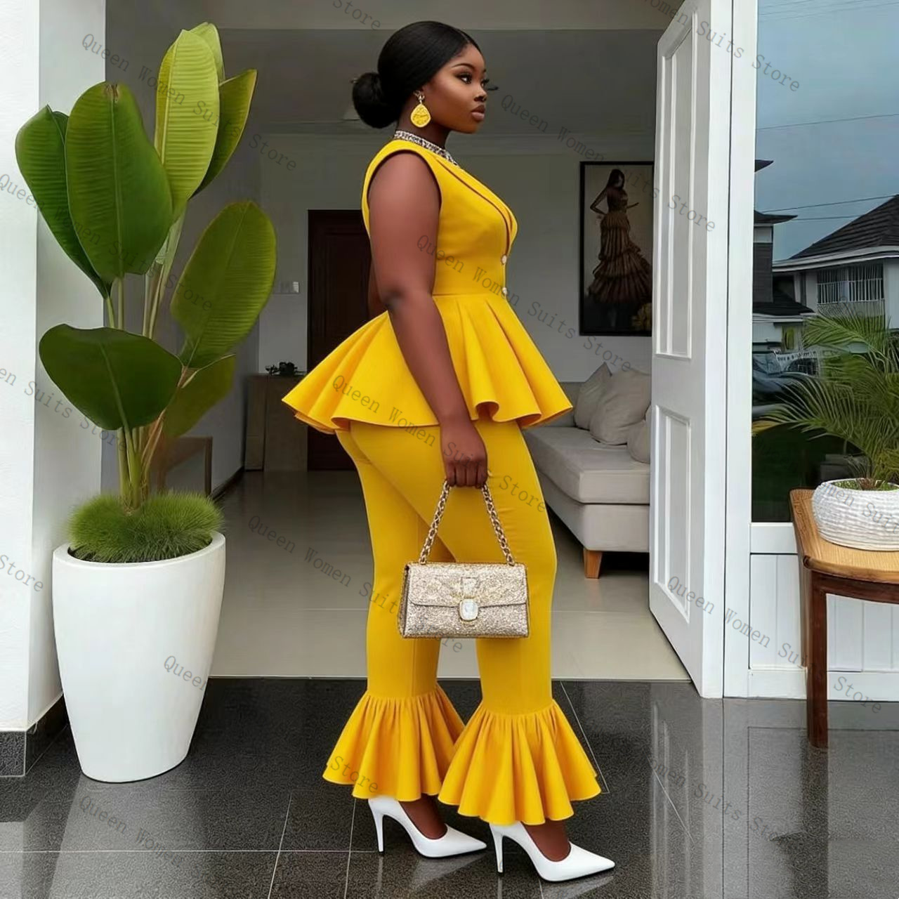 Желтый женский костюм-двойка:  – обзор и цена Yellow Formal Wear Women