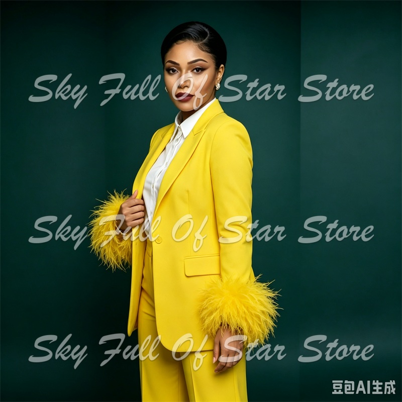 Ярко-желтый женский костюм с п – обзор и цена Yellow Formal Wear Women
