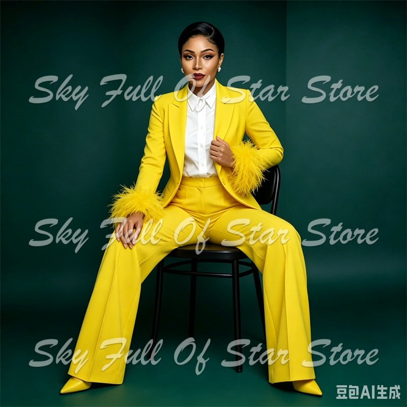Ярко-желтый женский костюм с п – обзор и цена Yellow Formal Wear Women