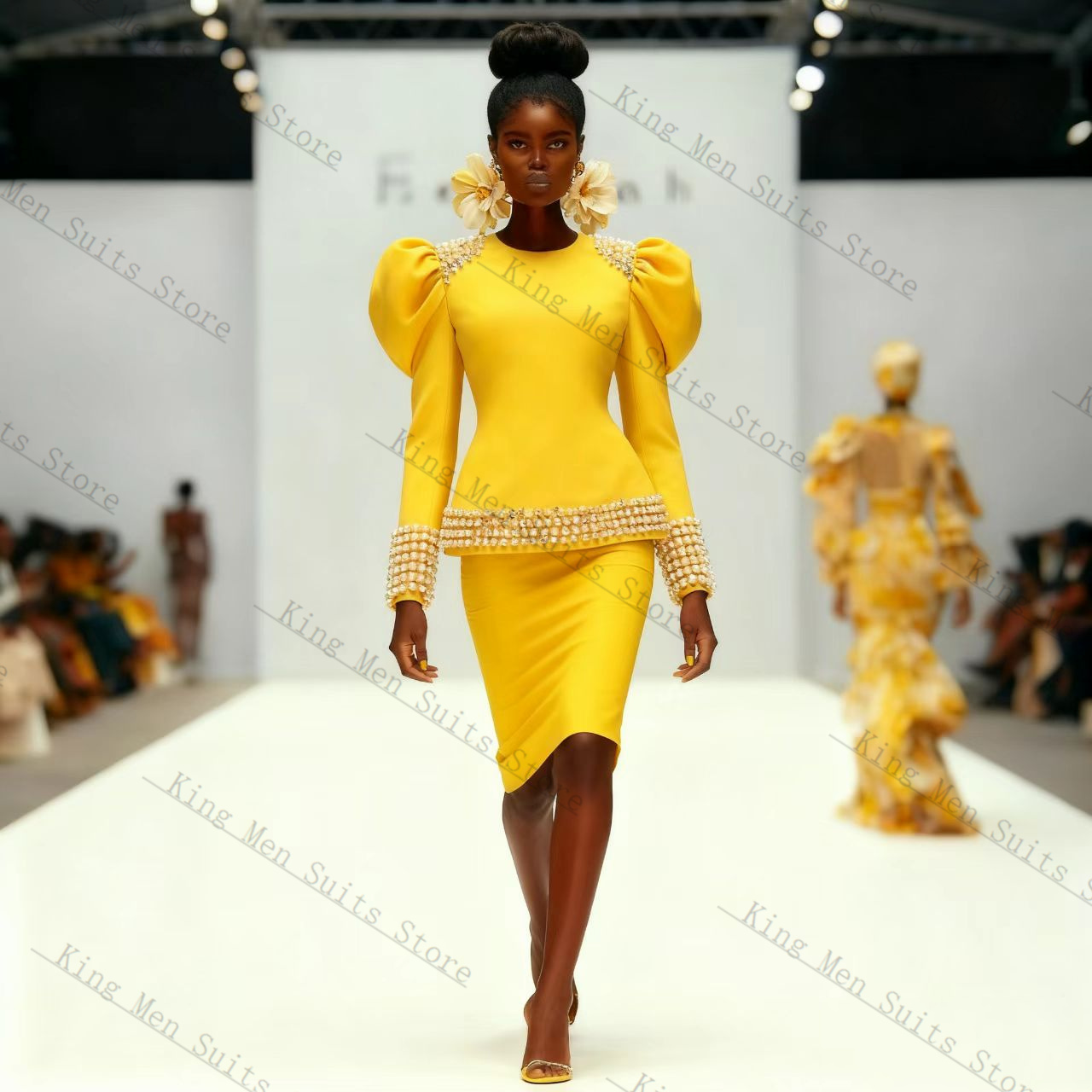 Желтый, черный женский костюм, – обзор и цена Yellow Formal Wear Women