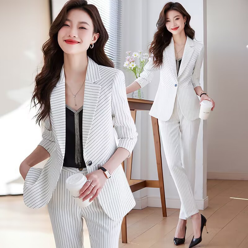 Синий полосатый костюм для жен – обзор и цена Women'S Formal Wear Stores