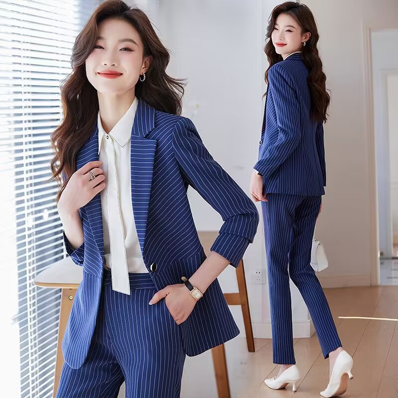 Синий полосатый костюм для жен – обзор и цена Women'S Formal Wear Stores