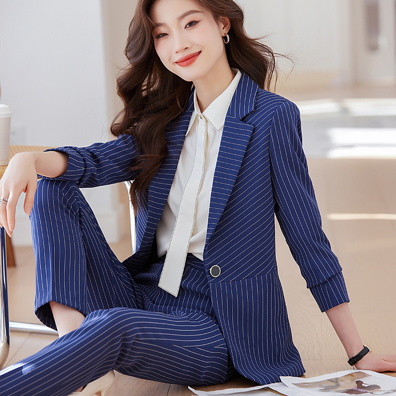 Синий полосатый костюм для жен – обзор и цена Women'S Formal Wear Stores